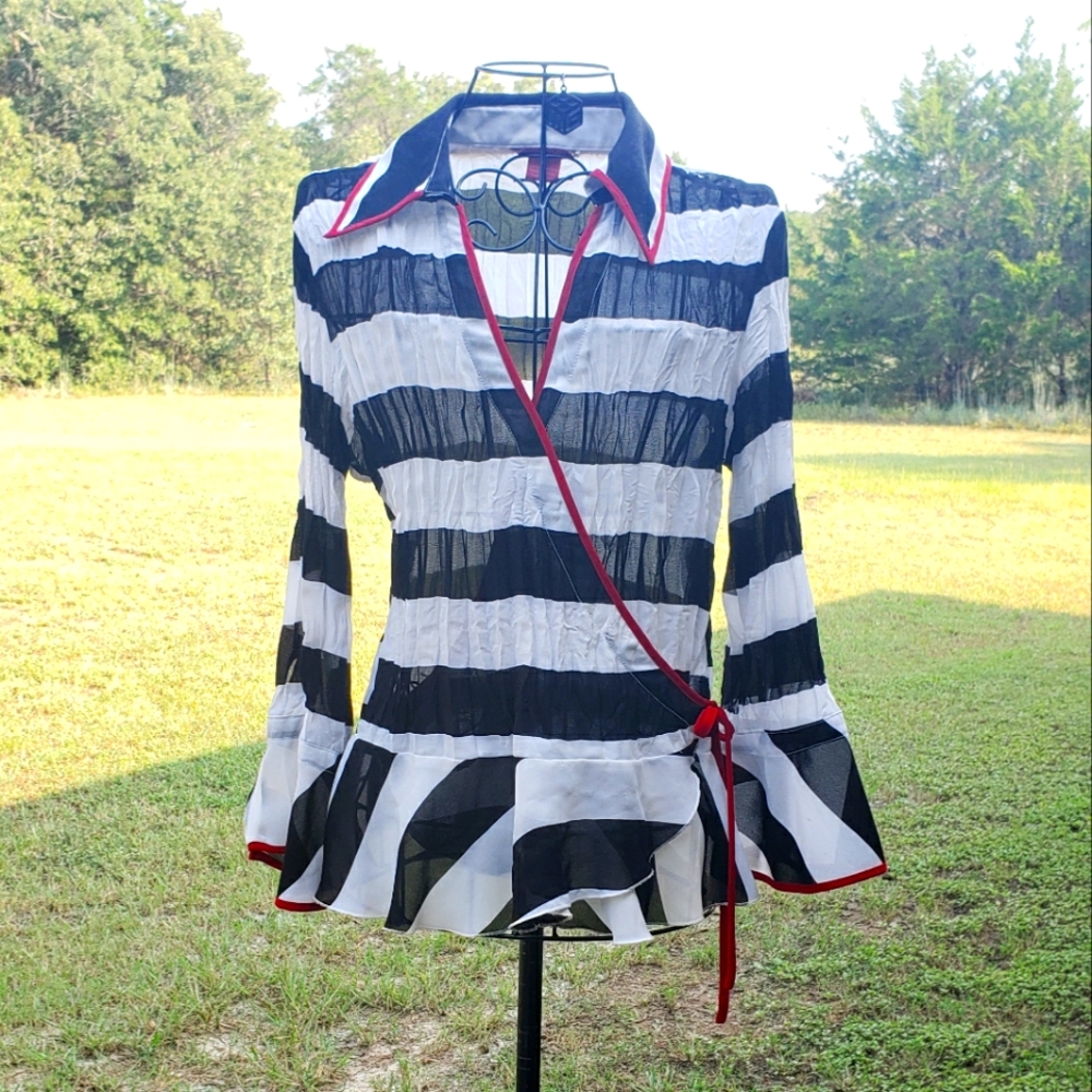 Black and White Striped Blouse